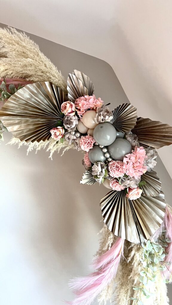 Baby shower balloon arch for a Baby Girl.