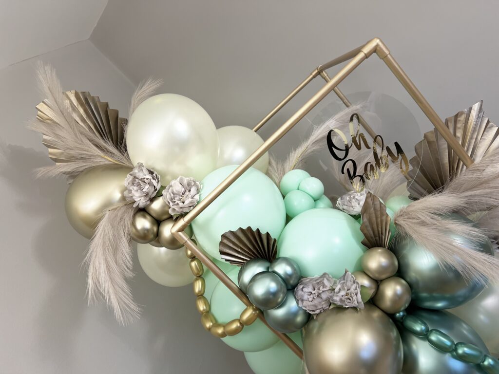 Balloon plinth. Baby Shower decor design for a Baby Boy.