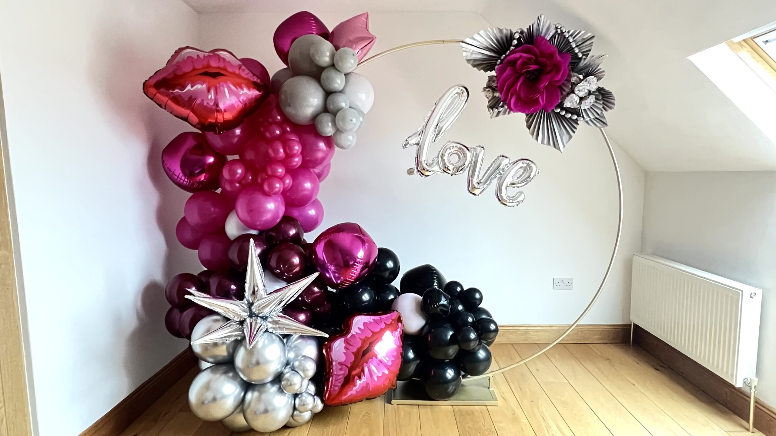 Valentine's balloon arch.