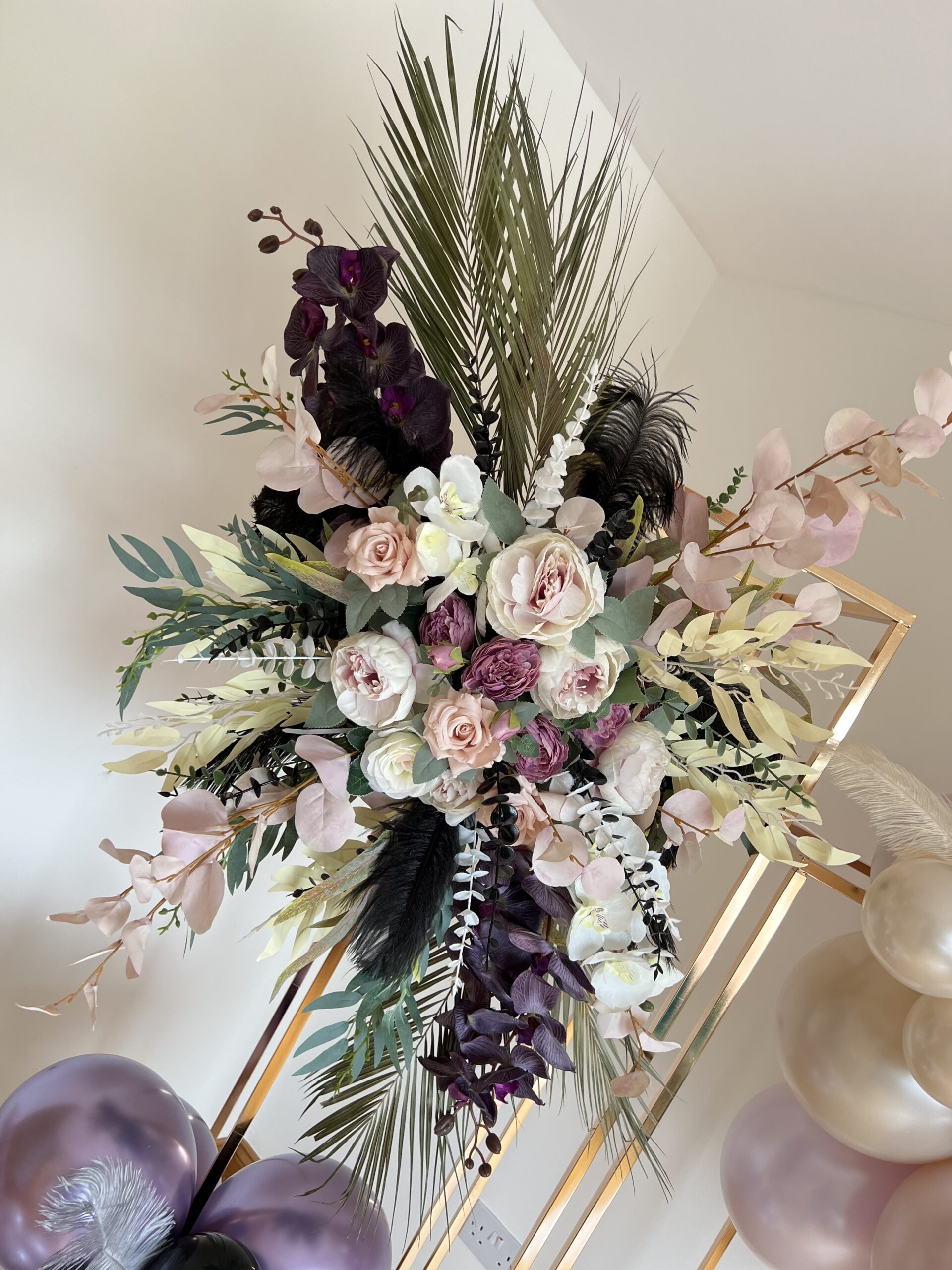 60. pearl&black&purple birthday double plinth