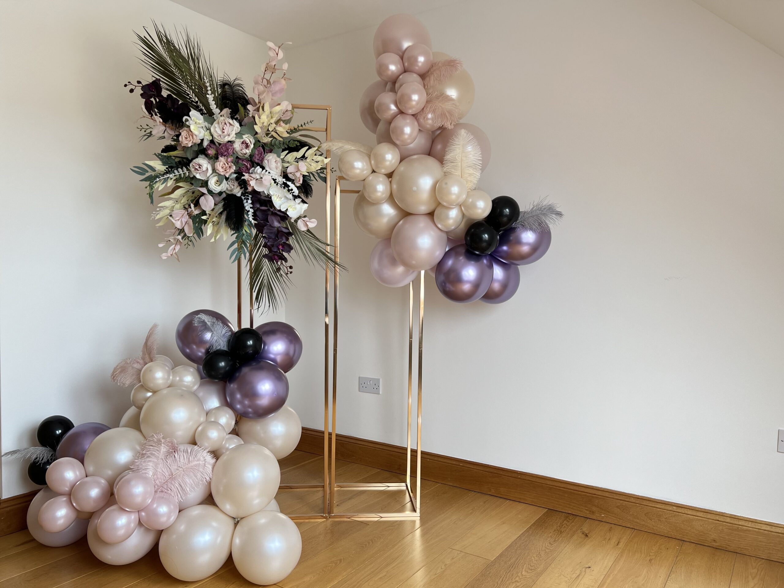 60. pearl&black&purple birthday double plinth